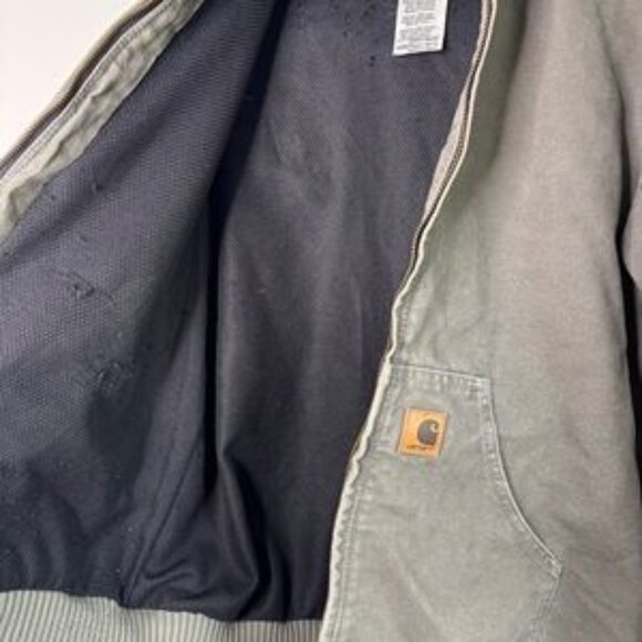 Vintage Carhartt Workwear Trucker Jacket Green Faded Green Medium - Picture 7 of 13